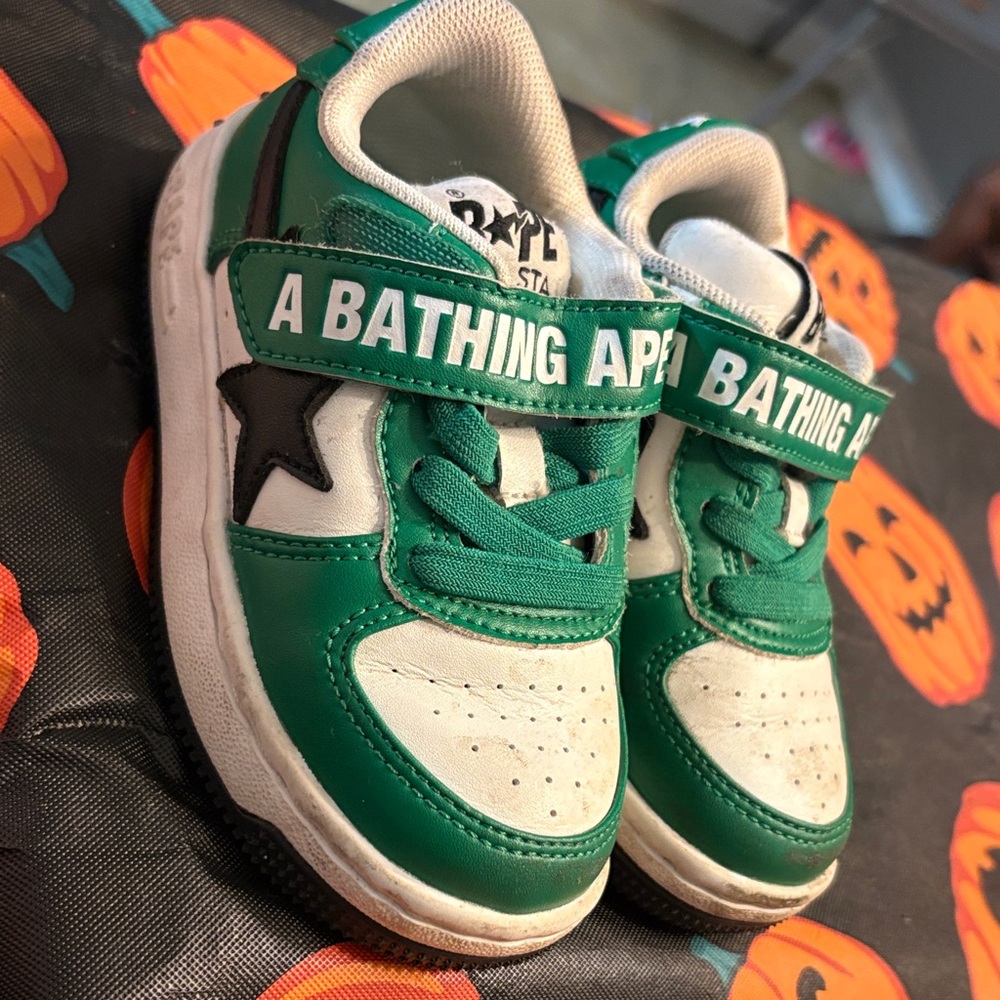 Bape Kids Sneakers in Green and White